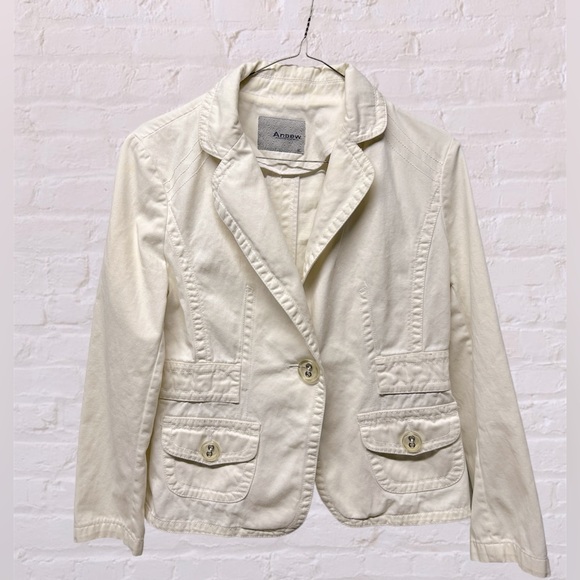 Andew off white beige blazer button front sz small - Picture 1 of 6